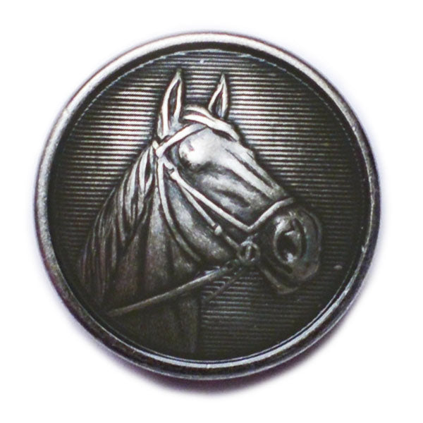 Horse Head Antique Silver Blazer Button (Made in USA by Waterbury)