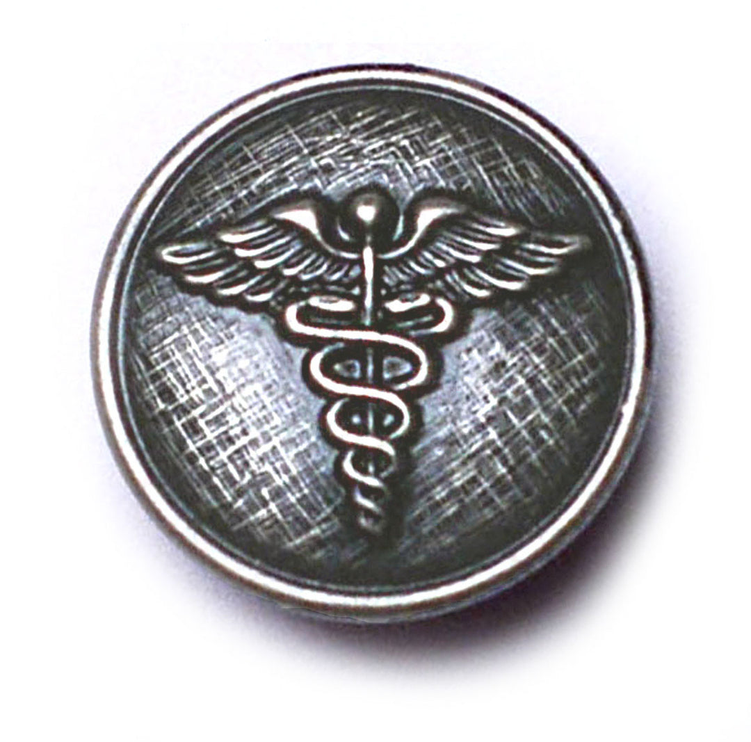 Caduceus Antique Silver Blazer Button (Made in USA by Waterbury)