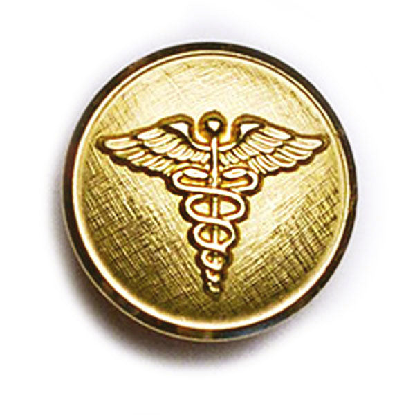 Caduceus Brass Blazer Button (Made in USA by Waterbury)