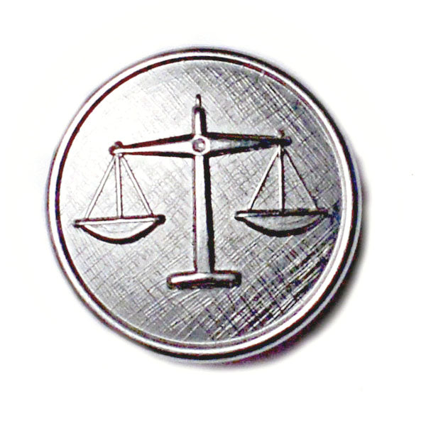 Scales of Justice Silver Blazer Button (Made in USA by Waterbury)