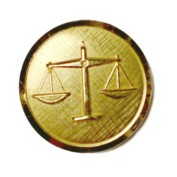 Scales of Justice Brass Blazer Button (Made in USA by Waterbury)