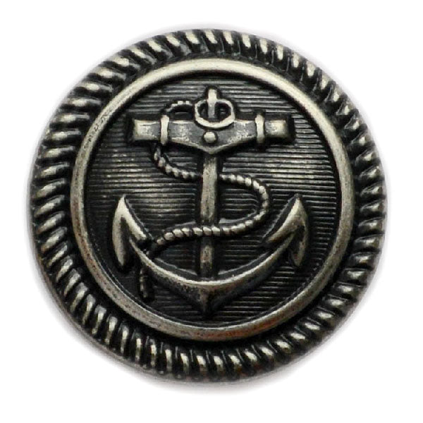 Fouled Anchor Antique Silver Blazer Button (Made in USA by Waterbury)
