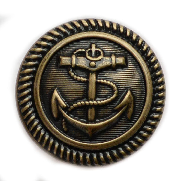 Fouled Anchor Antique Gold Blazer Button (Made in USA by Waterbury)