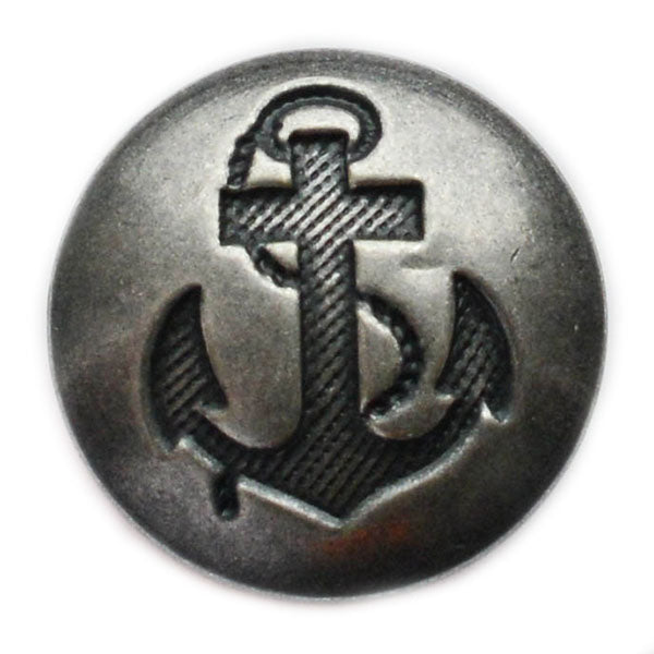Silhouetted Anchor Antique Silver Blazer Button (Made in USA by Waterbury)