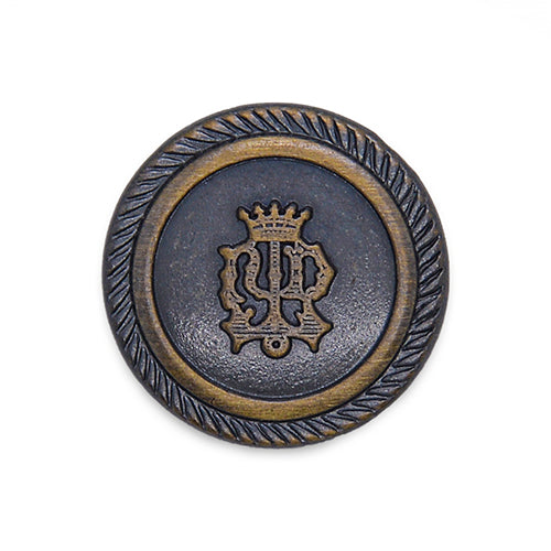 Crown Gunmetal & Antique Gold Blazer Button (Made in Germany)