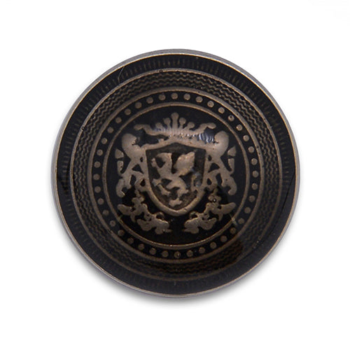 Crested & Rimmed Black Blazer Button (Made in Italy)