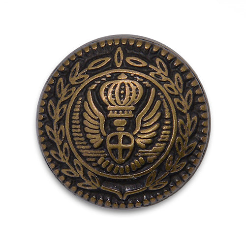 Crested Winged Antique Brass Blazer Button (Made in Germany)