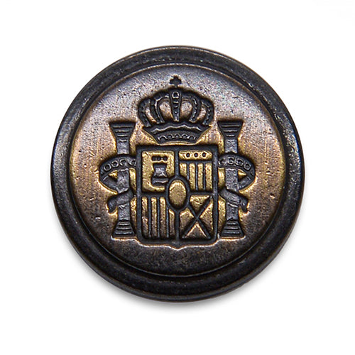 Crown & Towers Antique Brass Blazer Button (Made in Germany)