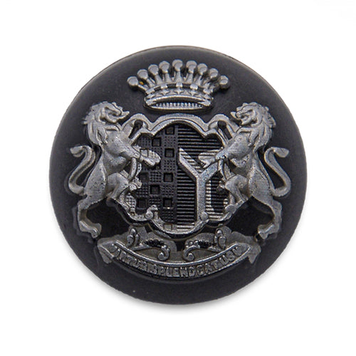 Lions & Crown Black & Antique Silver Blazer Button (Made in Italy)