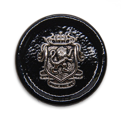 Crested Crown Black & Silver Blazer Button (Made in Italy)