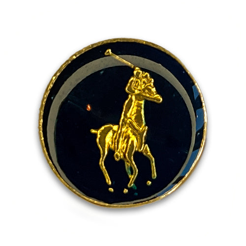 Golden & Navy Polo Pony Blazer Button (Made in Germany)