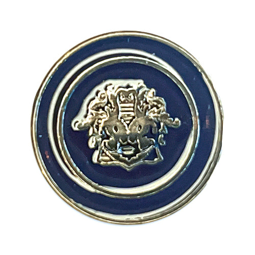 Silver & Navy Crest Enameled Blazer Button