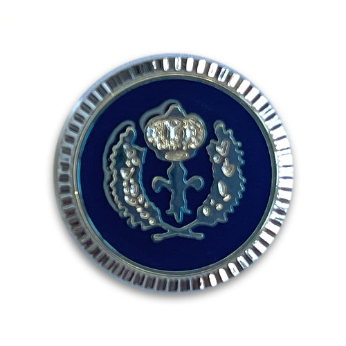 Crowned Fleur-de-Lis Navy & Silver Enameled Blazer Button (Made in Germany)