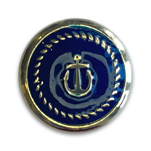 Navy & Gold Braided Anchor Enameled Blazer Button (Made in Italy)