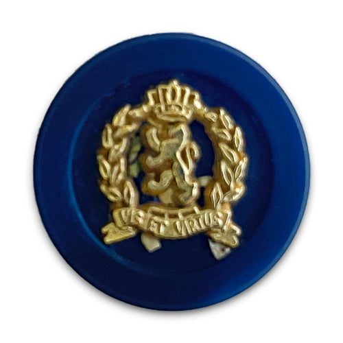 Royal Blue & Gold Crested Lion Rampant Blazer Button (Made in France)