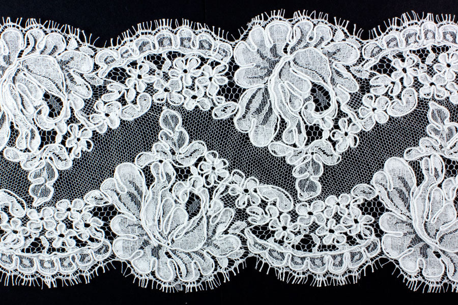 6" White Alençon Galloon Lace (Made in France)