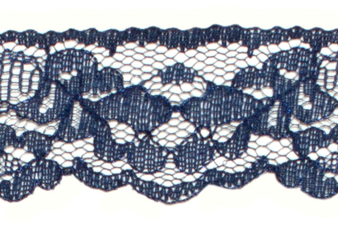1 1/4" Navy Blue Raschel Lace (Made in England)