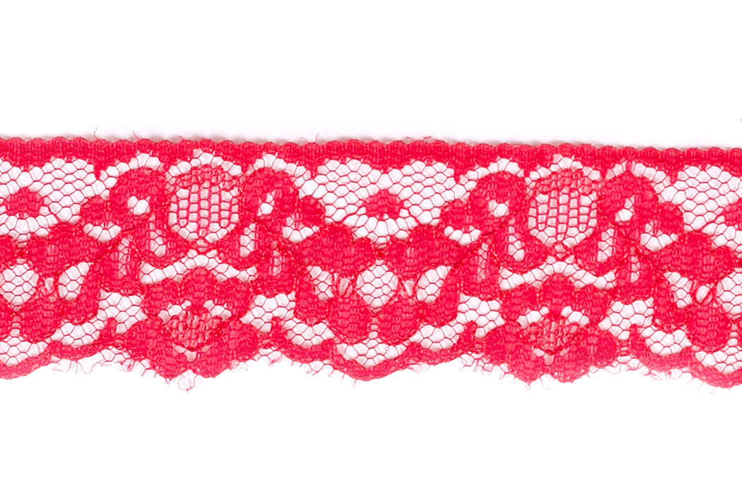 1 1/4" Red Raschel Lace (Made in England)