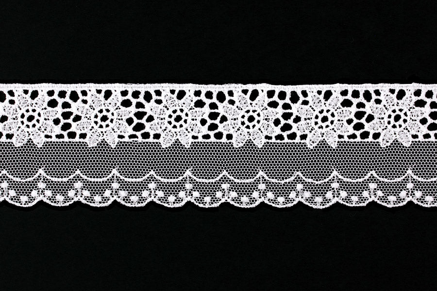 1 7/8" White Floral Netted Edging Lace
