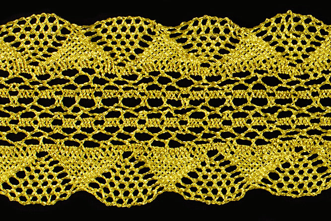 2" Brilliant Gold Metallic Crochet Lace (Made in England)