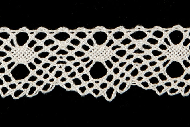 Cotton Lace Ribbon 2cm Wide, White Color