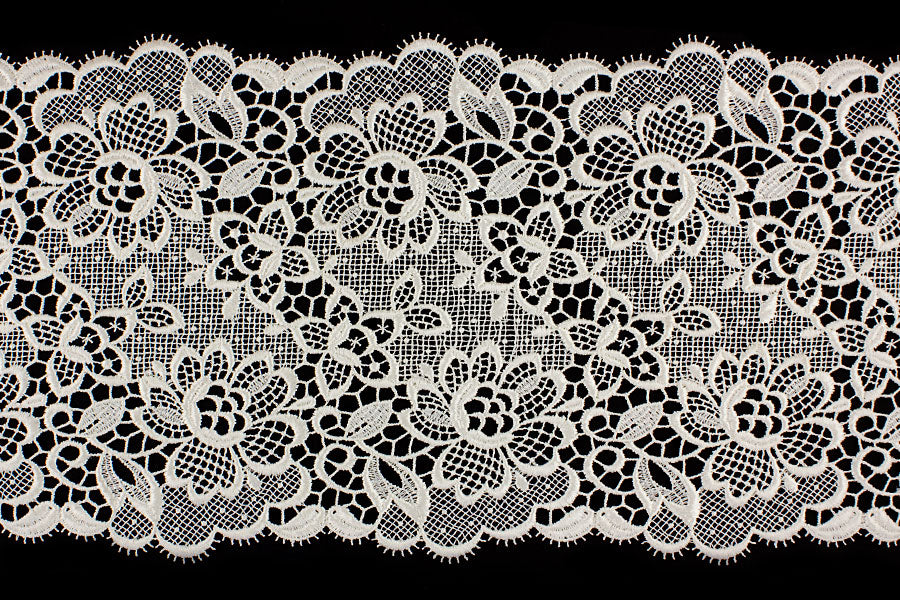 6" Floral Ivory Venise Lace