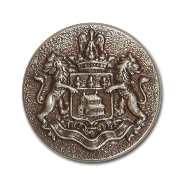 Danish Crest Antique Silver Blazer Button (Made in USA by Waterbury)