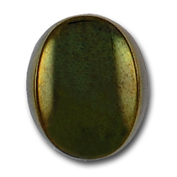Oval Olive Green Czech Glass Button