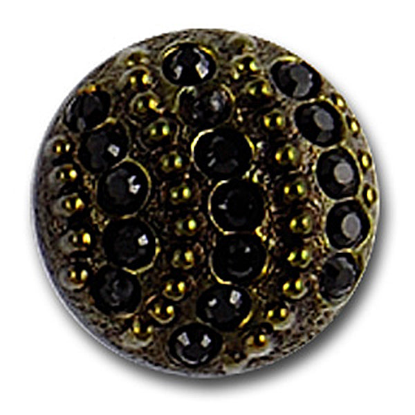 Domed Olive Green Czech Glass Button (Made in Switzerland)