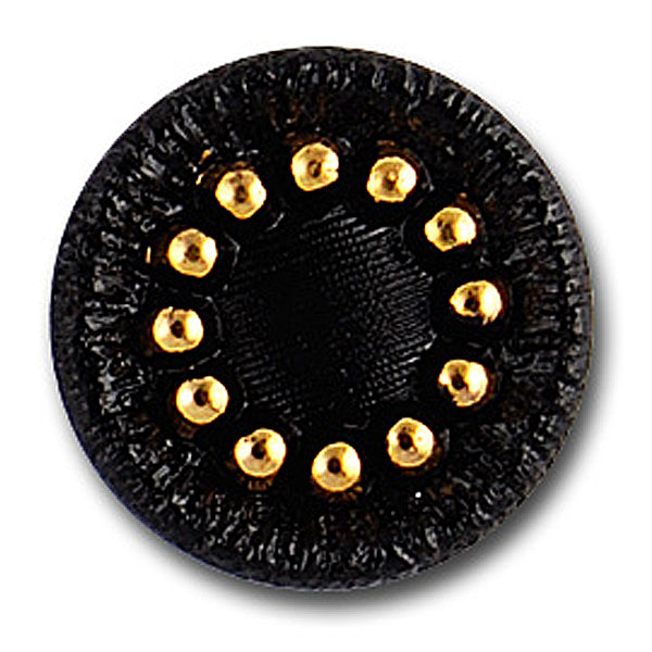 Black & Gold Czech Glass Button