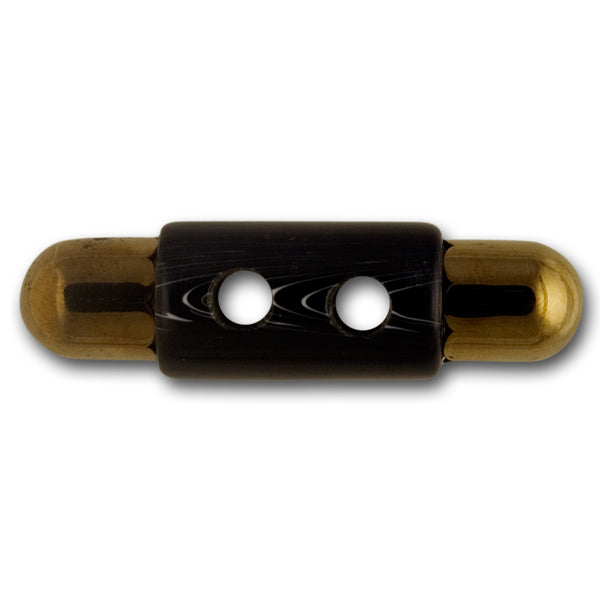 2" Black & Gold Glass Toggle Button