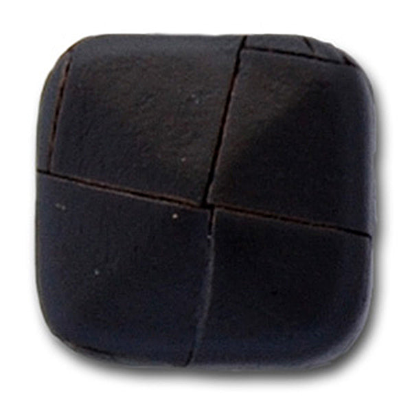 Jet Black Square Woven Leather Button (Made in Italy)
