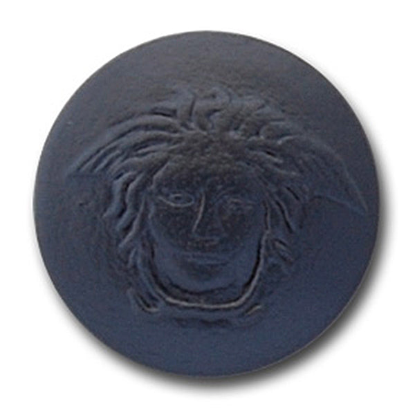 Medusa Charcoal Grey Leather Button (Made in Italy)