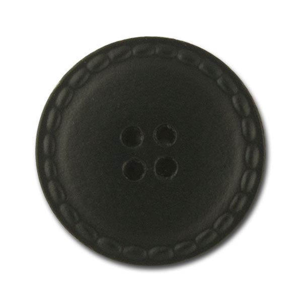Black Four-Hole Leather Button (Made in Italy)