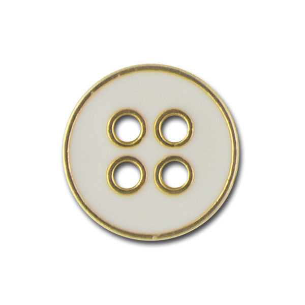 White Enameled Gold Metal Button (Made in Italy)