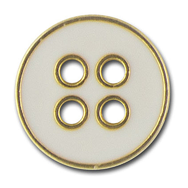 White Enameled Gold Metal Button (Made in Italy)