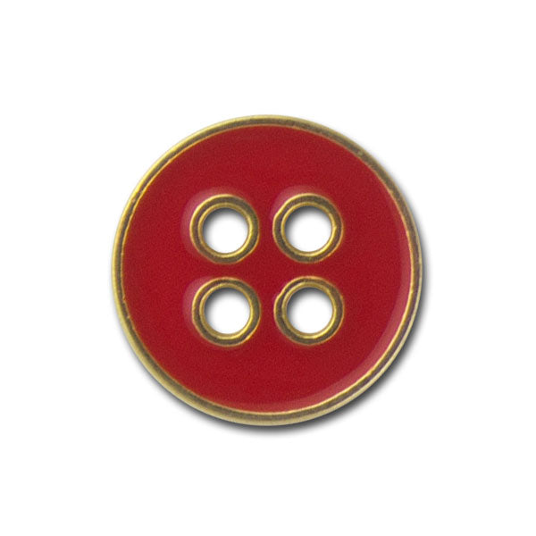 Red Enameled Gold Metal Button (Made in Italy)