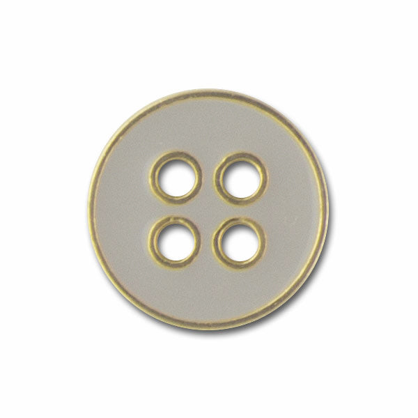 Pale Grey Enameled Gold Metal Button (Made in Italy)