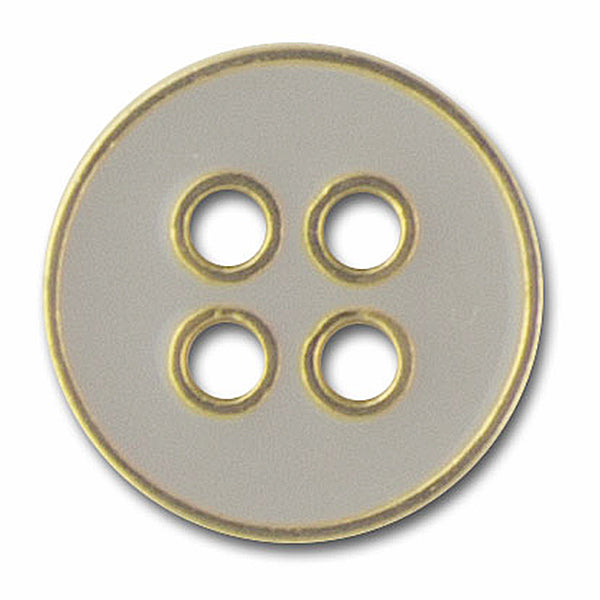 Pale Grey Enameled Gold Metal Button (Made in Italy)