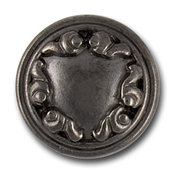 11/16" Scroll-Bordered Dark Silver Metal Button (Made in Italy)