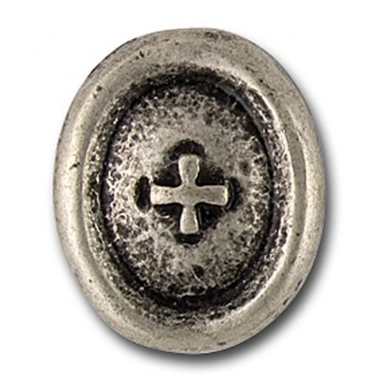 1 3/8" Oblong Silver Metal Button
