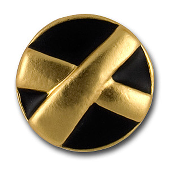 "X"  Black Enamel & Matte Gold Metal Button (Made in Switzerland)