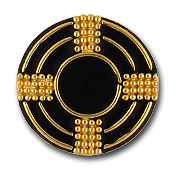 Black Enamel & Gold Metal Button (Made in Switzerland)