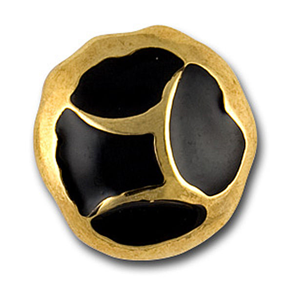 Domed Black Enamel & Gold Metal Button