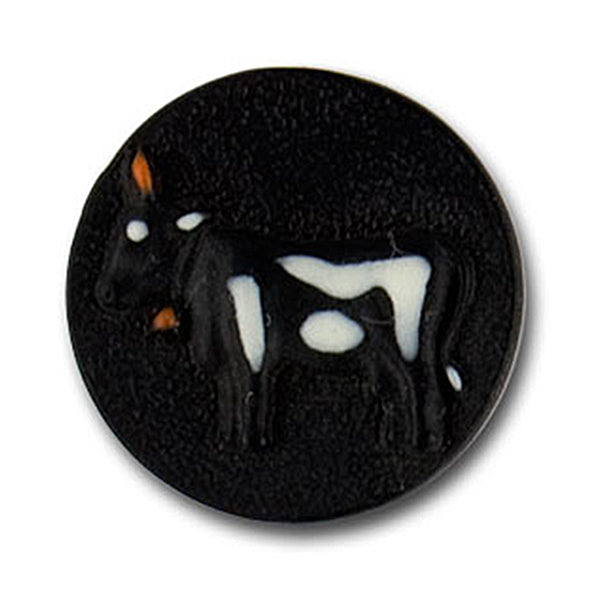 Holstein Cow Black Metal Novelty Button (Made in Switzerland)