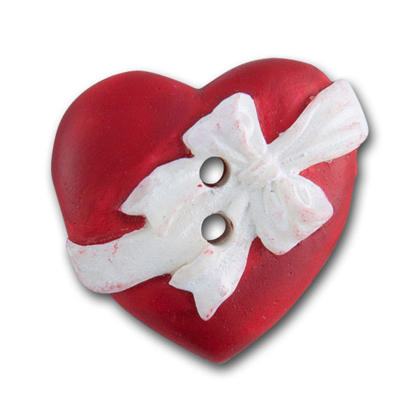 7/8" Heart in a Bow Resin Novelty Button