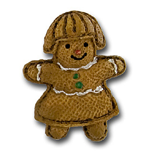 1 1/8" Gingerbread Girl Resin Novelty Button