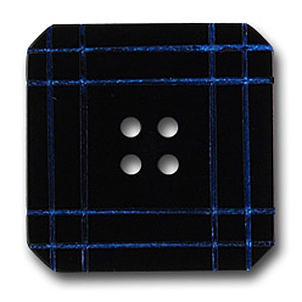 Marine Blue Pinstriped Black Lucite Button (Made in France)