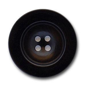 Rimmed Jet Black Corozo Button (Made in Italy)