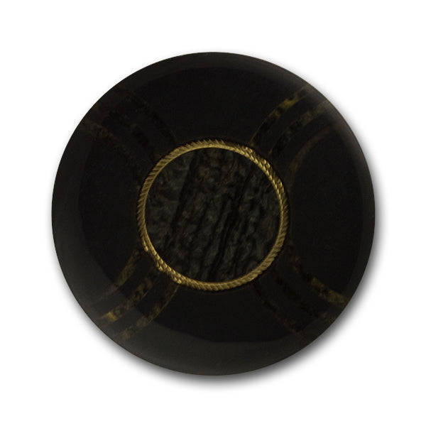 Black & Gold Plastic Button